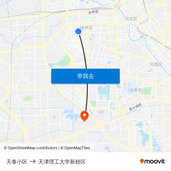 天泰小区 to 天津理工大学新校区 map