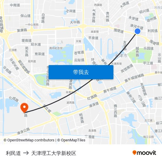 利民道 to 天津理工大学新校区 map