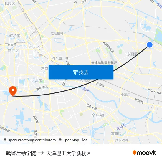 武警后勤学院 to 天津理工大学新校区 map