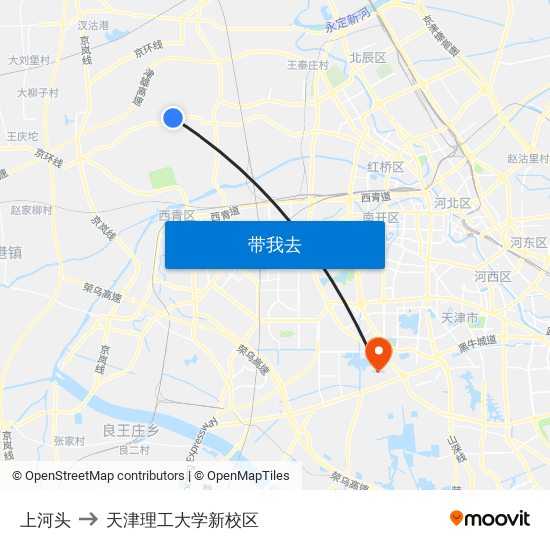 上河头 to 天津理工大学新校区 map