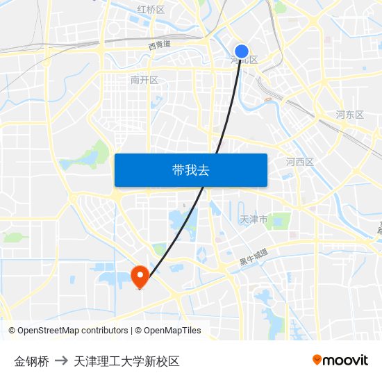 金钢桥 to 天津理工大学新校区 map