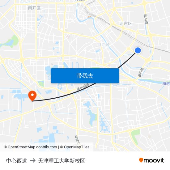 中心西道 to 天津理工大学新校区 map