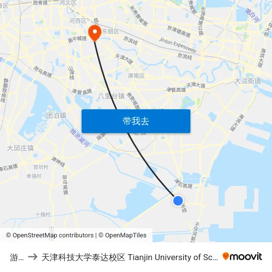 游泳馆 to 天津科技大学泰达校区 Tianjin University of Science and Technology (TEDA Campus) map