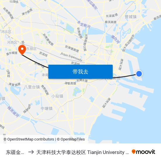 东疆金融贸易中心 to 天津科技大学泰达校区 Tianjin University of Science and Technology (TEDA Campus) map