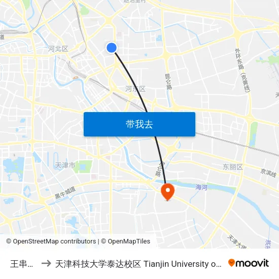 王串场六号路 to 天津科技大学泰达校区 Tianjin University of Science and Technology (TEDA Campus) map