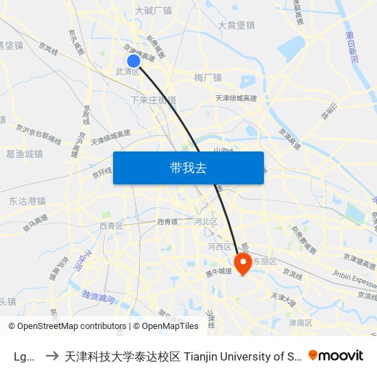 Lg化学厂 to 天津科技大学泰达校区 Tianjin University of Science and Technology (TEDA Campus) map