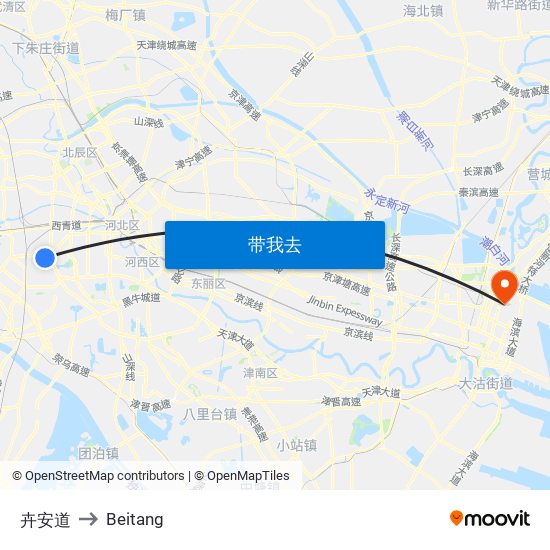 卉安道 to Beitang map