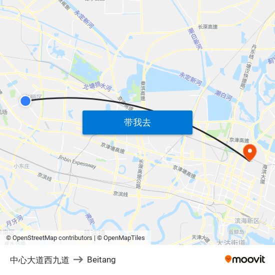 中心大道西九道 to Beitang map