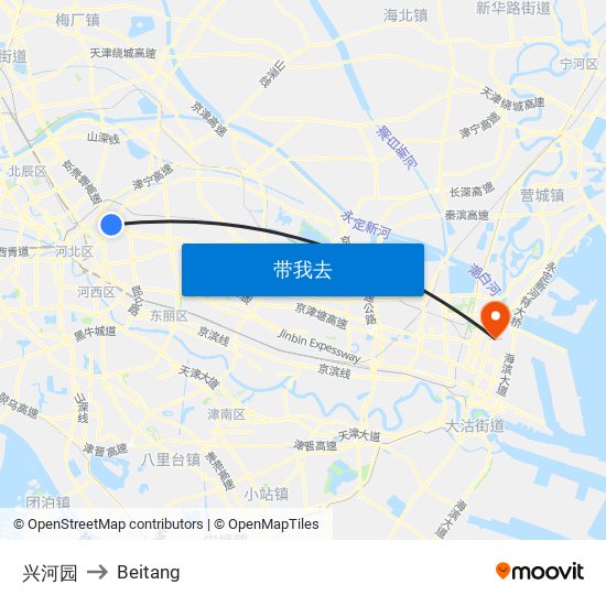 兴河园 to Beitang map