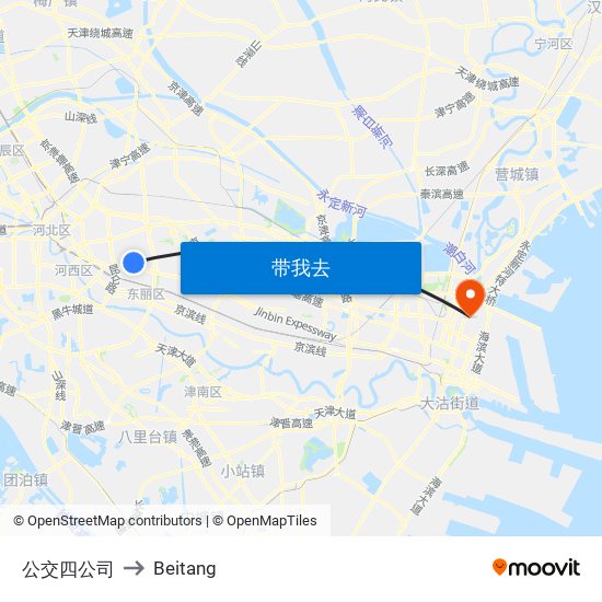 公交四公司 to Beitang map