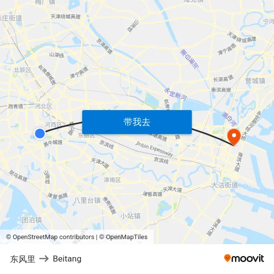 东风里 to Beitang map