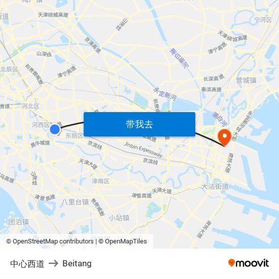 中心西道 to Beitang map