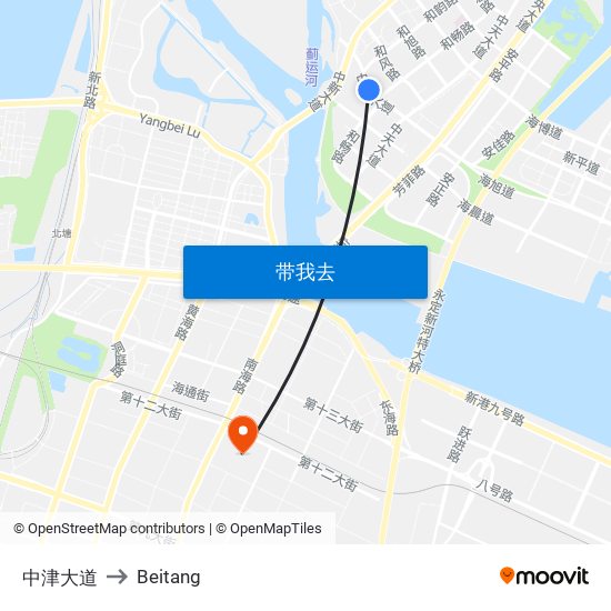 中津大道 to Beitang map