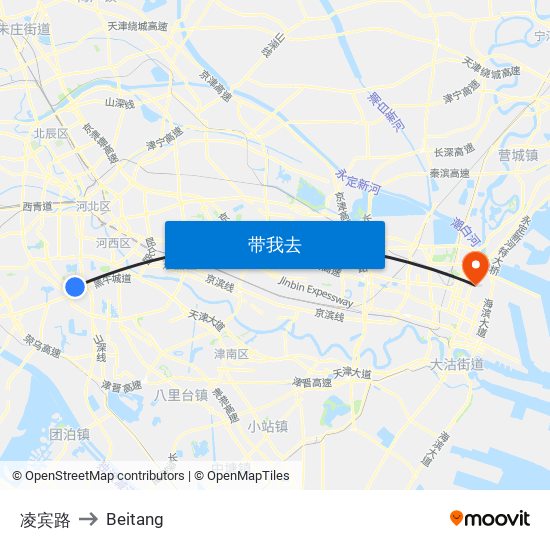 凌宾路 to Beitang map