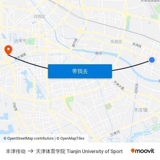 丰津传动 to 天津体育学院 Tianjin University of Sport map