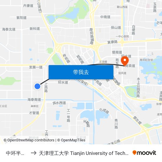 中环半导体 to 天津理工大学 Tianjin University of Technology map