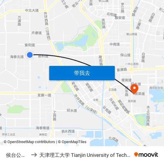 侯台公交站 to 天津理工大学 Tianjin University of Technology map