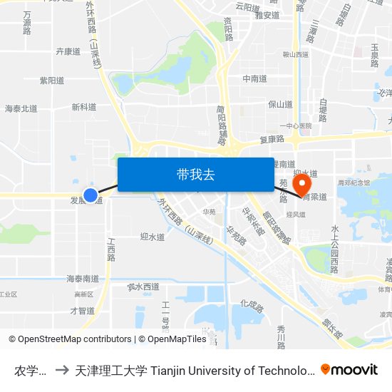 农学院 to 天津理工大学 Tianjin University of Technology map