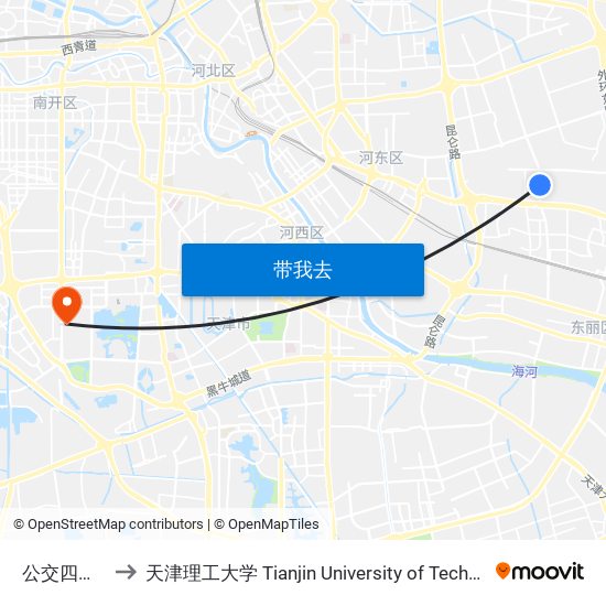 公交四公司 to 天津理工大学 Tianjin University of Technology map