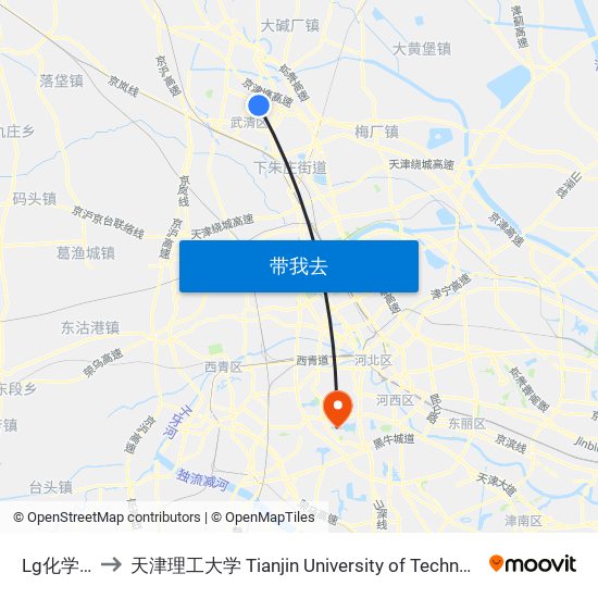 Lg化学厂 to 天津理工大学 Tianjin University of Technology map