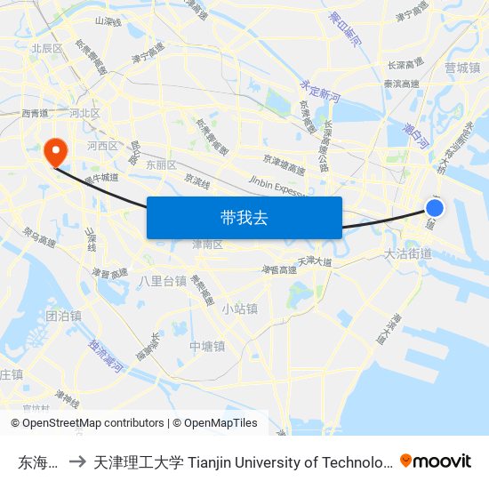 东海路 to 天津理工大学 Tianjin University of Technology map