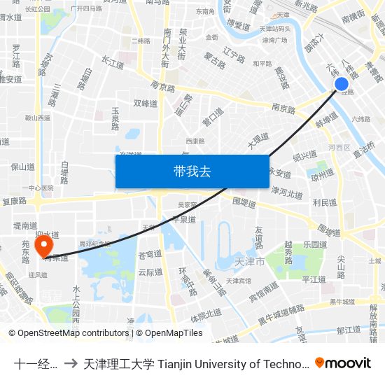 十一经路 to 天津理工大学 Tianjin University of Technology map