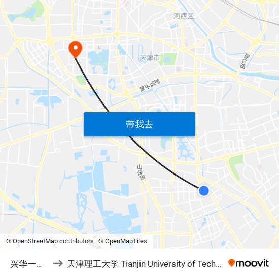 兴华一支路 to 天津理工大学 Tianjin University of Technology map