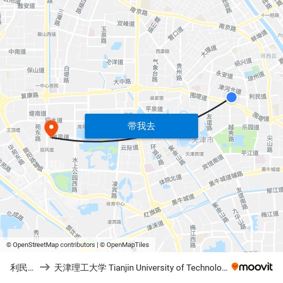 利民道 to 天津理工大学 Tianjin University of Technology map