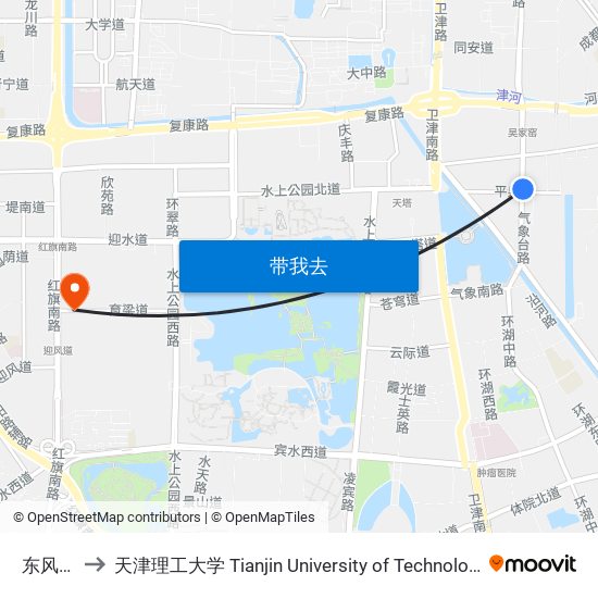 东风里 to 天津理工大学 Tianjin University of Technology map