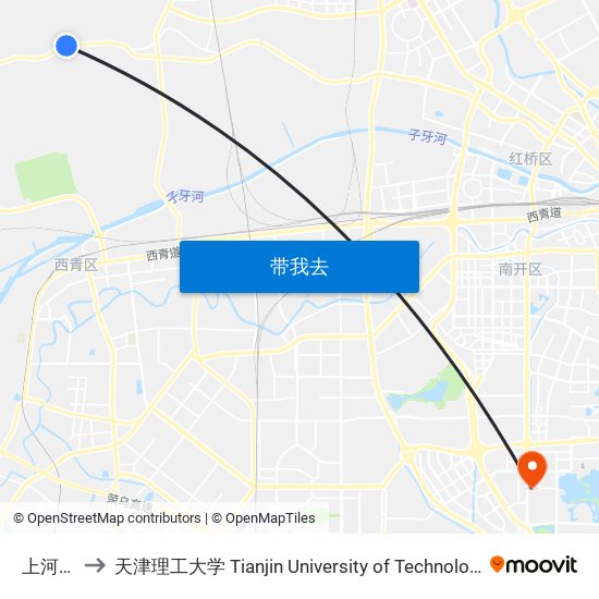 上河头 to 天津理工大学 Tianjin University of Technology map