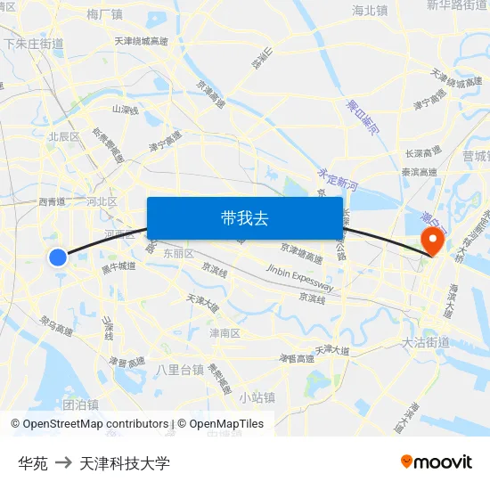 华苑 to 天津科技大学 map