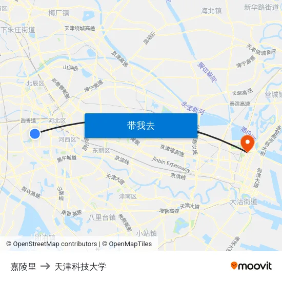 嘉陵里 to 天津科技大学 map