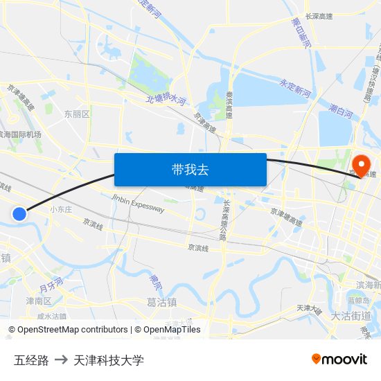 五经路 to 天津科技大学 map