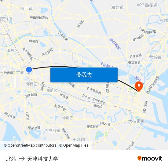 北站 to 天津科技大学 map