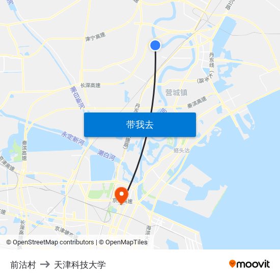 前沽村 to 天津科技大学 map