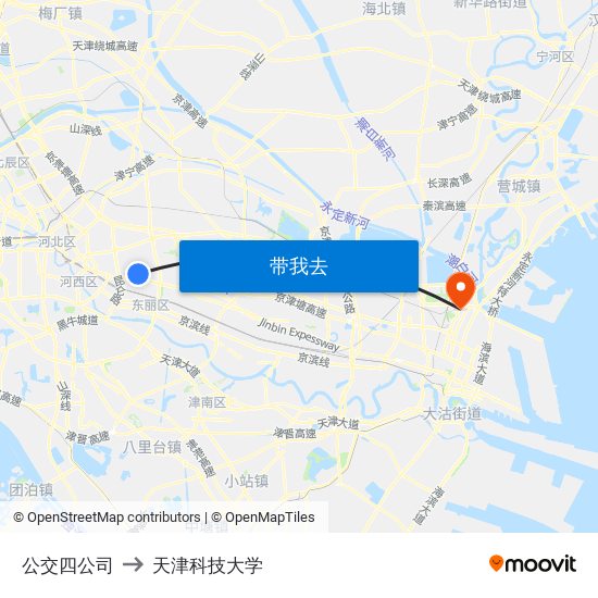 公交四公司 to 天津科技大学 map