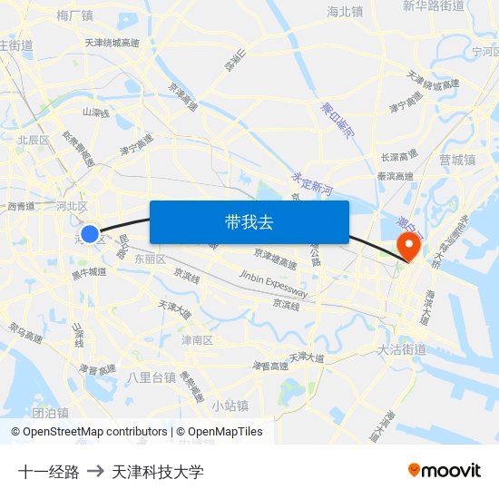 十一经路 to 天津科技大学 map