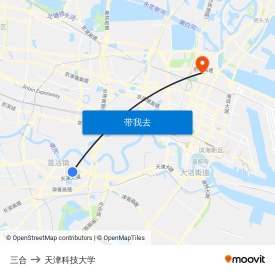 三合 to 天津科技大学 map