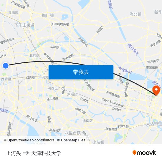 上河头 to 天津科技大学 map