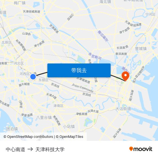 中心南道 to 天津科技大学 map