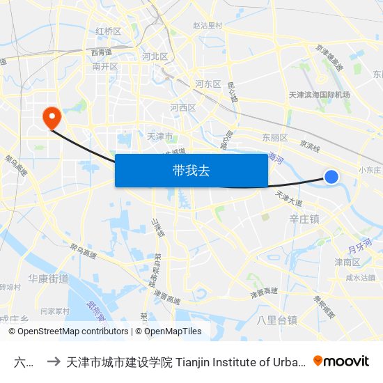 六经路 to 天津市城市建设学院 Tianjin Institute of Urban Construction map