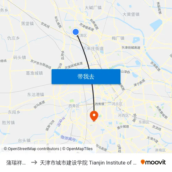 蒲瑞祥园东区 to 天津市城市建设学院 Tianjin Institute of Urban Construction map