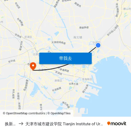 换新水产 to 天津市城市建设学院 Tianjin Institute of Urban Construction map