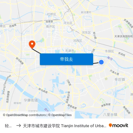 轻化所 to 天津市城市建设学院 Tianjin Institute of Urban Construction map