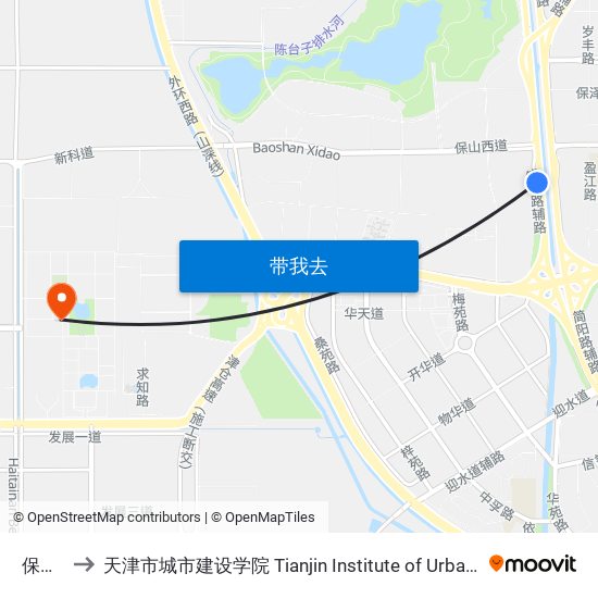 保泽道 to 天津市城市建设学院 Tianjin Institute of Urban Construction map