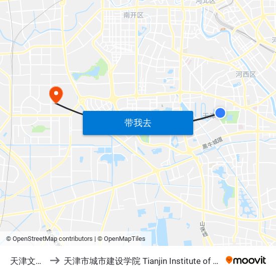天津文化中心 to 天津市城市建设学院 Tianjin Institute of Urban Construction map