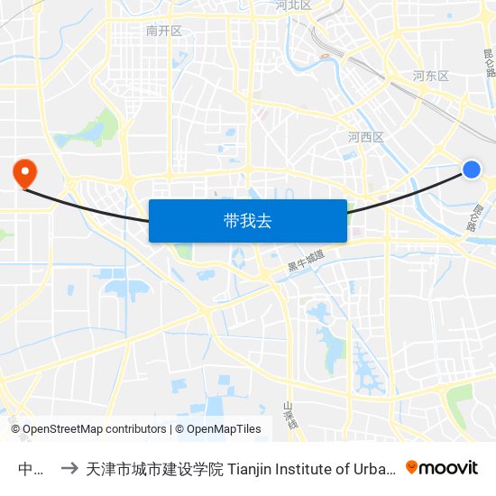 中山门 to 天津市城市建设学院 Tianjin Institute of Urban Construction map