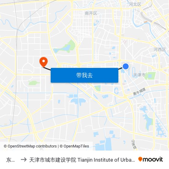 东风里 to 天津市城市建设学院 Tianjin Institute of Urban Construction map