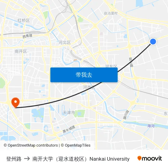 登州路 to 南开大学（迎水道校区）Nankai University map
