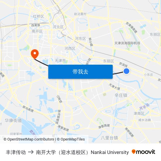 丰津传动 to 南开大学（迎水道校区）Nankai University map